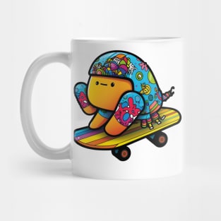 Kawaii Hermit Crab Skateboard Cartoon Art Print Mug